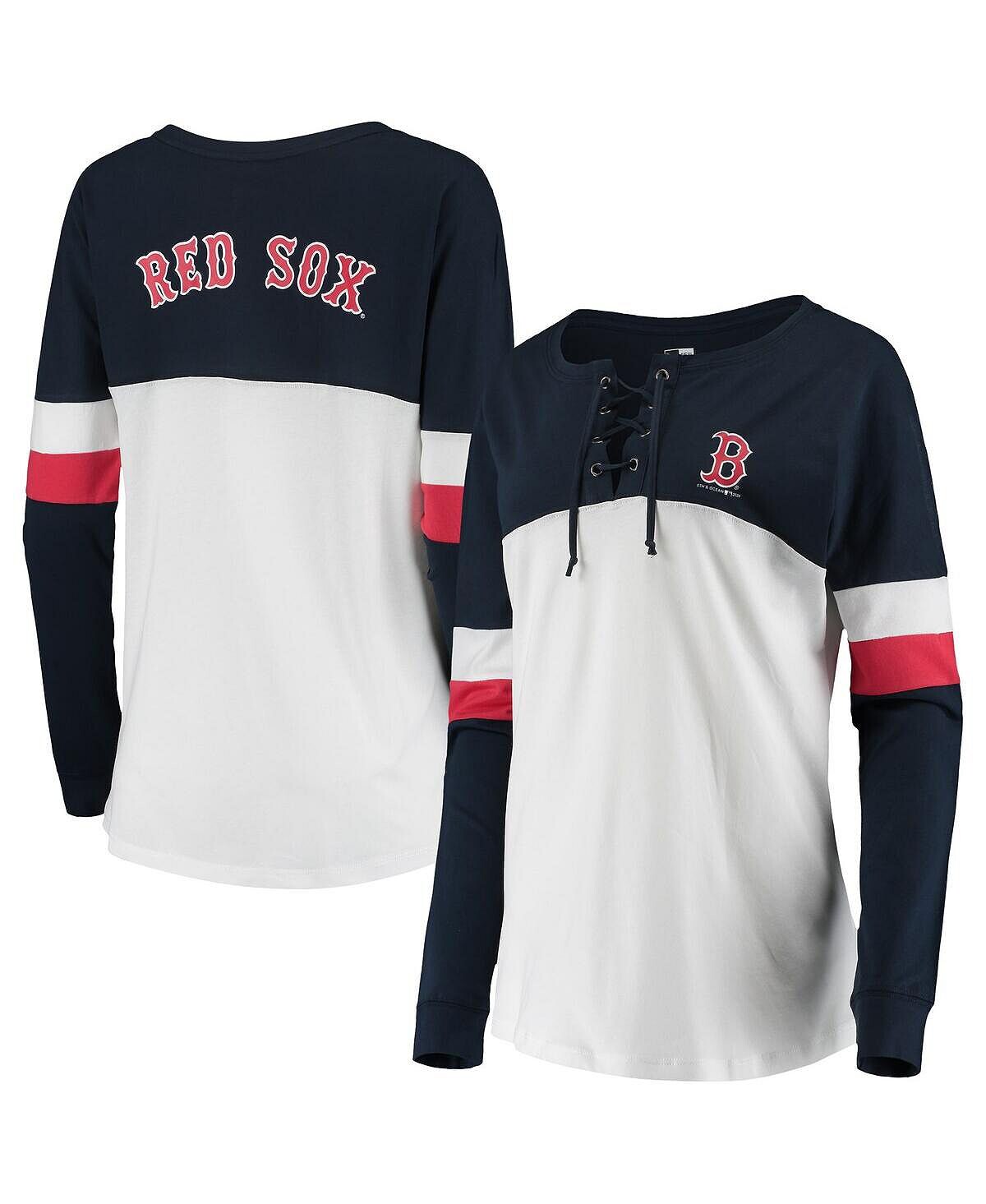 

Женская бело-темно-синяя футболка Boston Red Sox на шнуровке с длинным рукавом New Era, Синий, Женская бело-темно-синяя футболка Boston Red Sox на шнуровке с длинным рукавом New Era