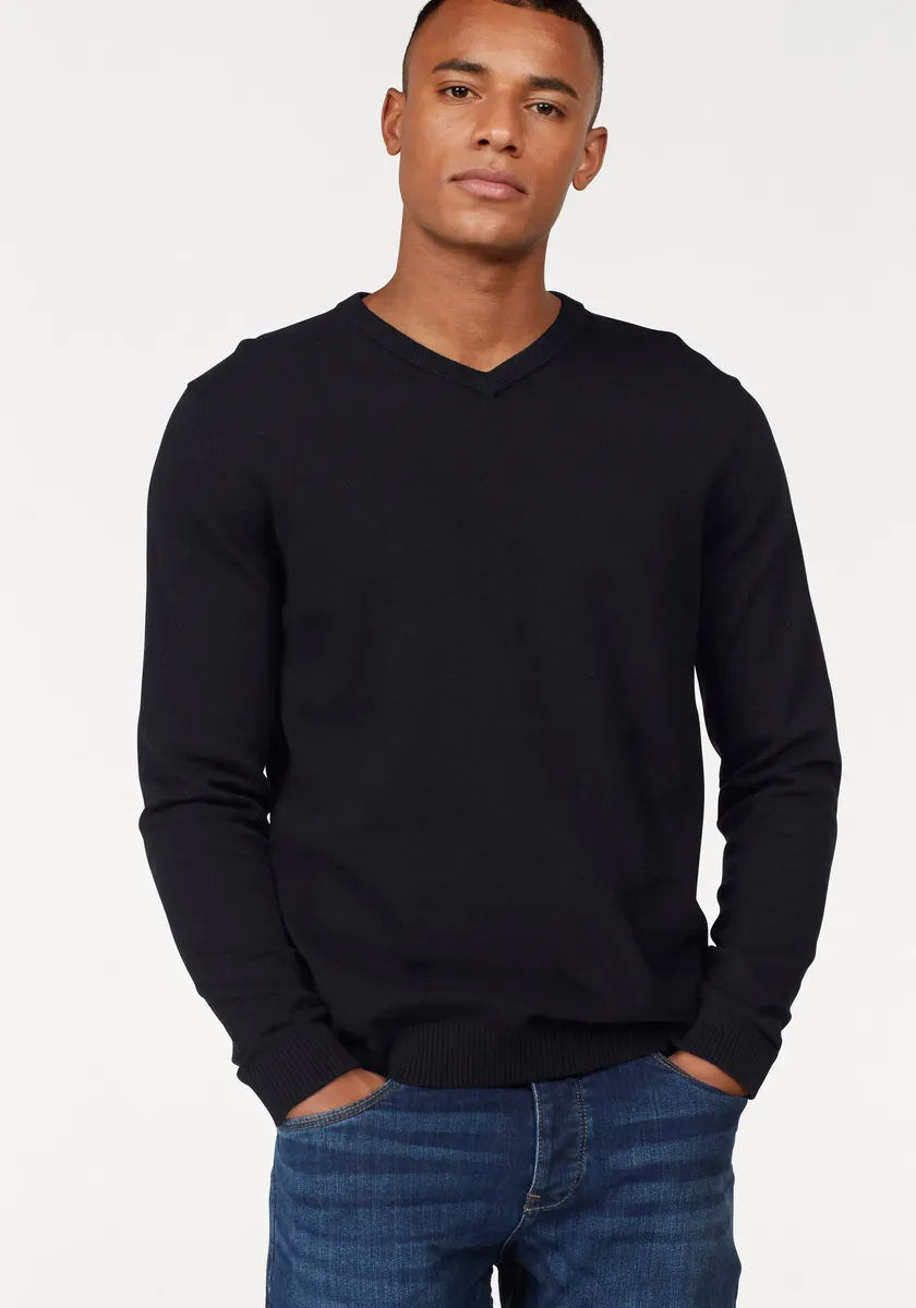 

Свитер Jack & Jones с V-образным вырезом "JJEBASIC KNIT V-NECK", черный