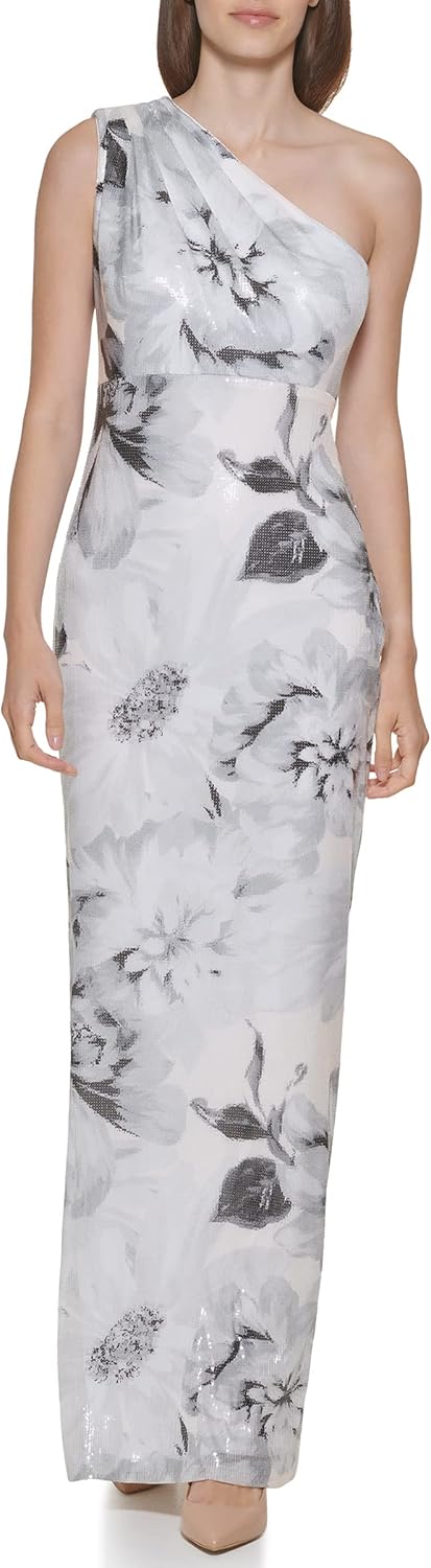 

Женское платье Calvin Klein на одно плечо с присборенным лифом, Grey Multi