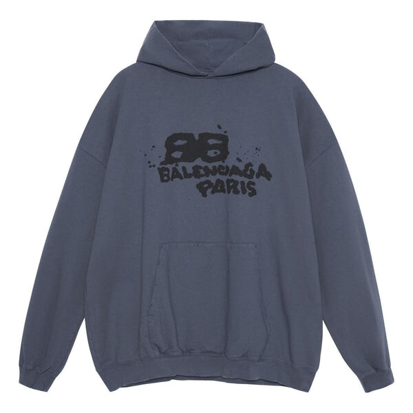 

Толстовка hand-drawn bb icon hoodie large fit 'blue' Balenciaga, синий