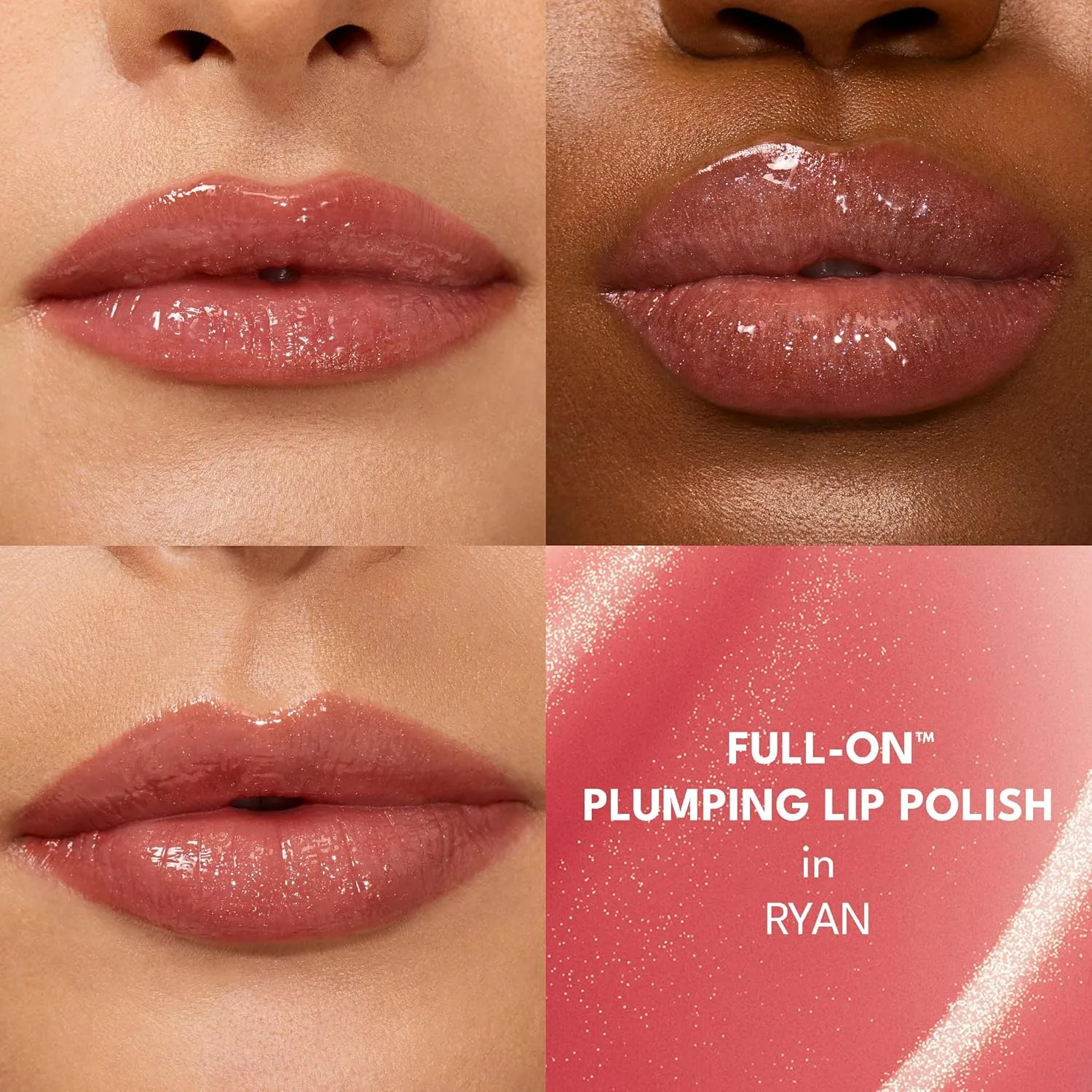 Buxom Full-On Plumping Lip Polish, блеск для губ, тонирующий блеск для губ, формула с пептидами и витамином Е для придания губам объема и увлажнения. 4,4 мл (1 шт.), AF Ryan (Shimmering Coral Red) — фото 3