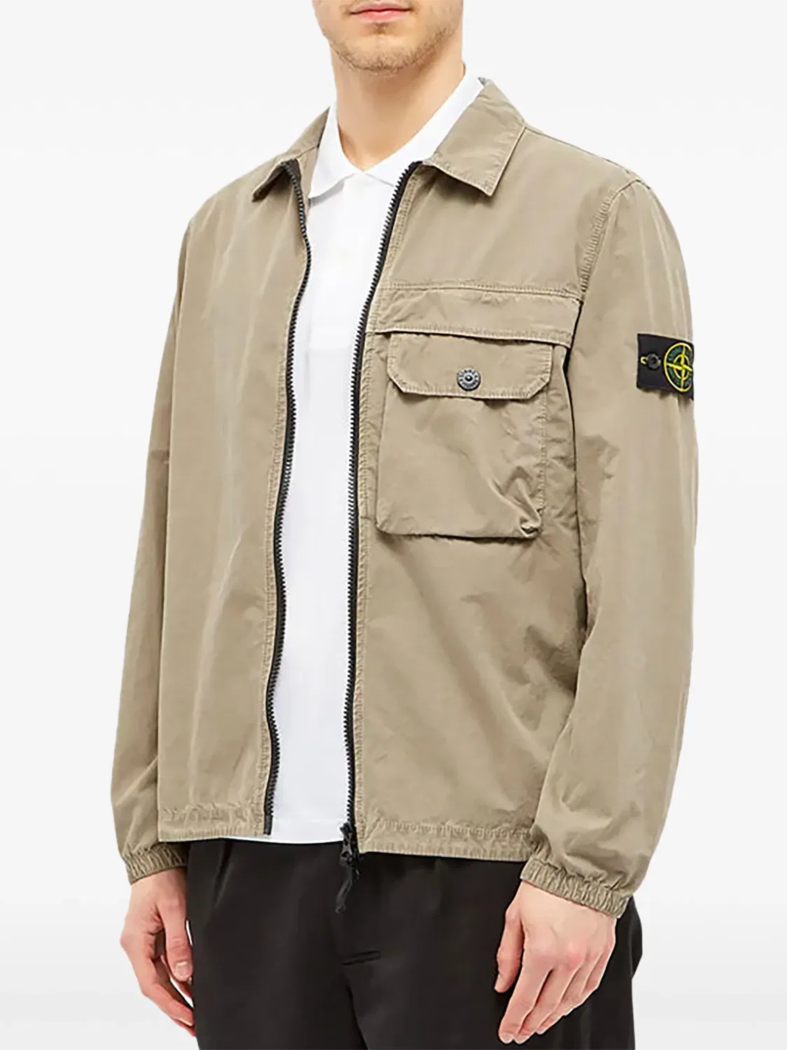 Куртка на молнии с нагрудным карманом Stone Island, бежевый — фото 2