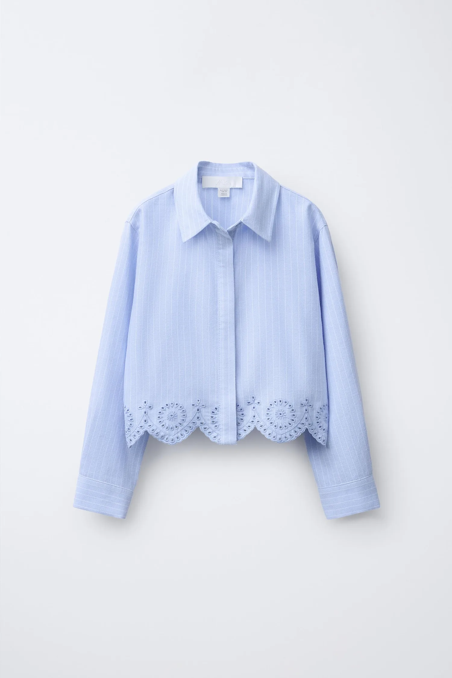 Рубашка с вышивкой шиффли по низу Zara, синий