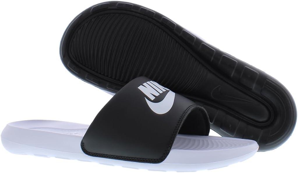 Мужские шлепанцы Nike Victori One с принтом, белый/черный — фото 4