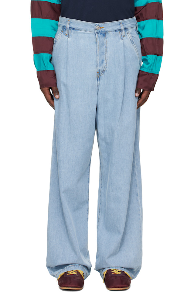 

Dries Van Noten Синие плиссированные джинсы