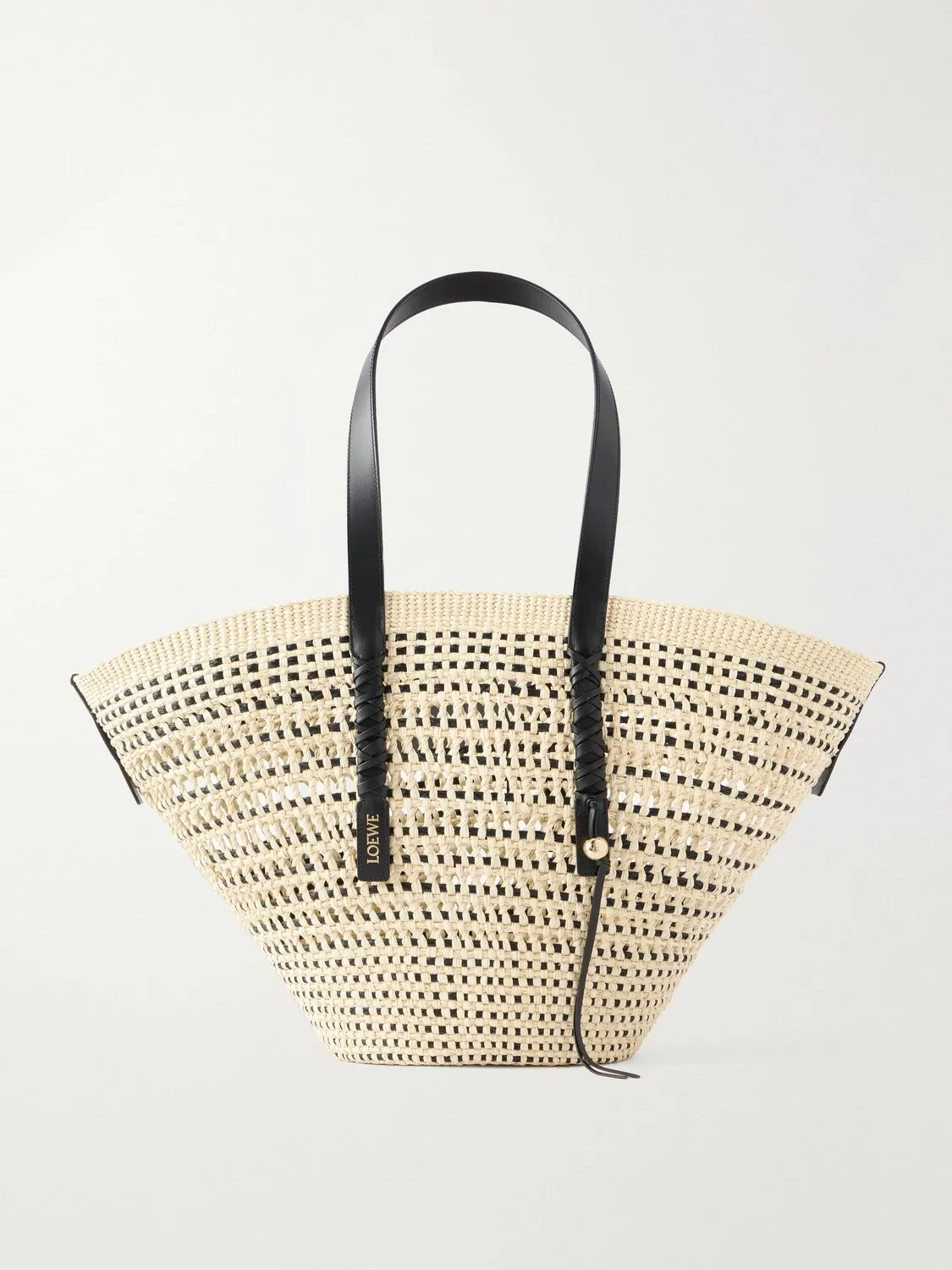 Сумка-тоут из ираки с кожаной отделкой LOEWE + Paula's Ibiza, бежевый