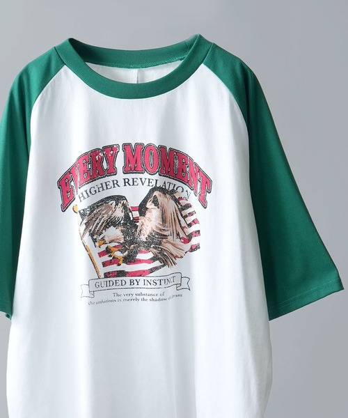 

Футболка-реглан, джерси, с принтом (орел, мотоциклист), унисекс Ritzy, бело-зеленый