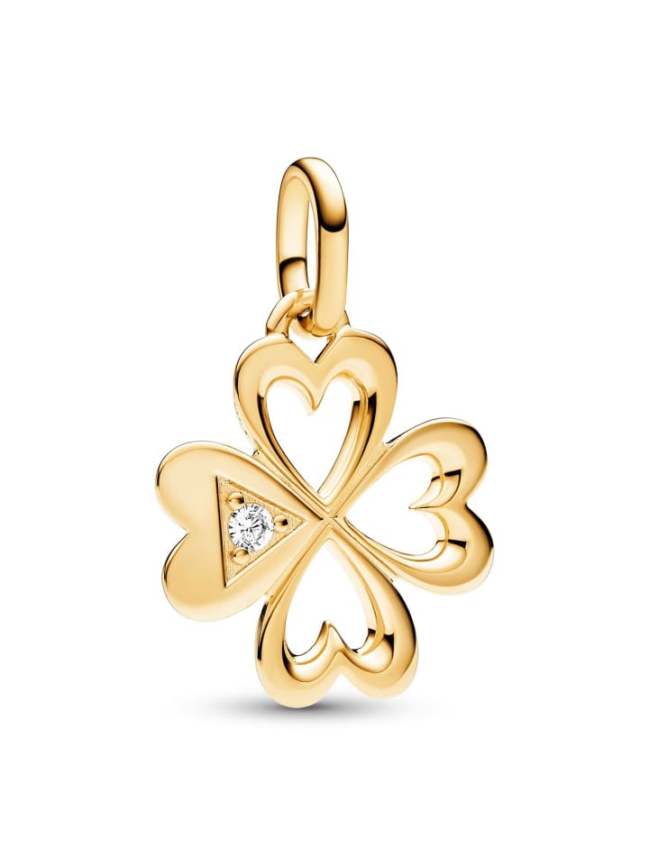 

Pandora Кулон в форме сердца, четырехлистный клевер, золотистого цвета