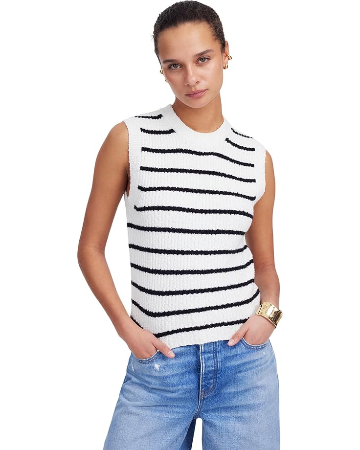 

Свитер Madewell Stripe Seneca Cotton Boucle Tank, цвет Cream Black Stripe