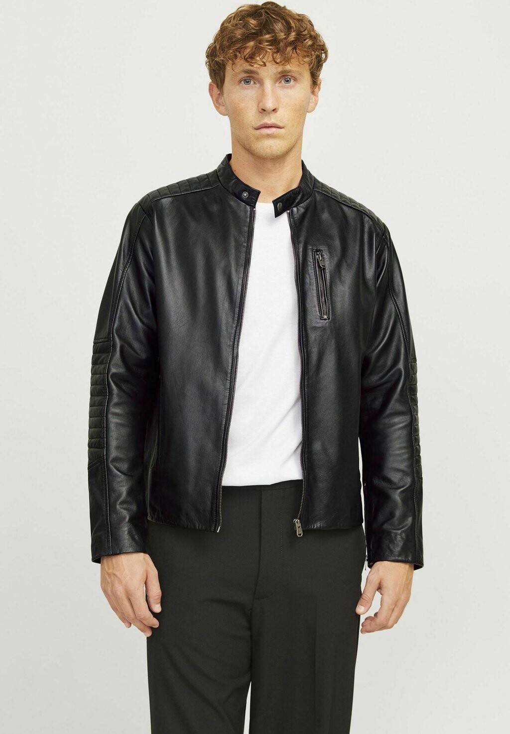 

Кожаная куртка Jack & Jones, черный