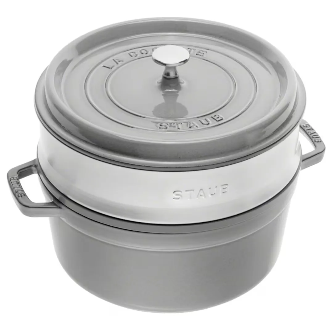 

Кокот с пароваркой Staub La Cocotte, чугун, 5.2 л, 26 см, темно-серый