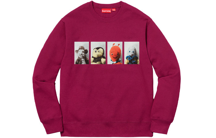 Свитер Supreme FW18 X Mike Kelley AhhYouth! Crewneck Sweatshirt 'Dark Magenta Burgundy', бордовый — фото 2