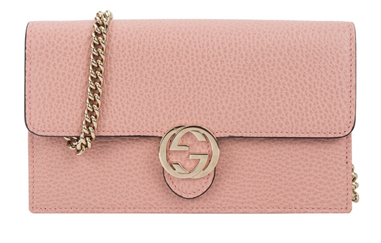 

GUCCI Double G Кожаная Цепная Сумка Через Плечо Посыльный Розовый
