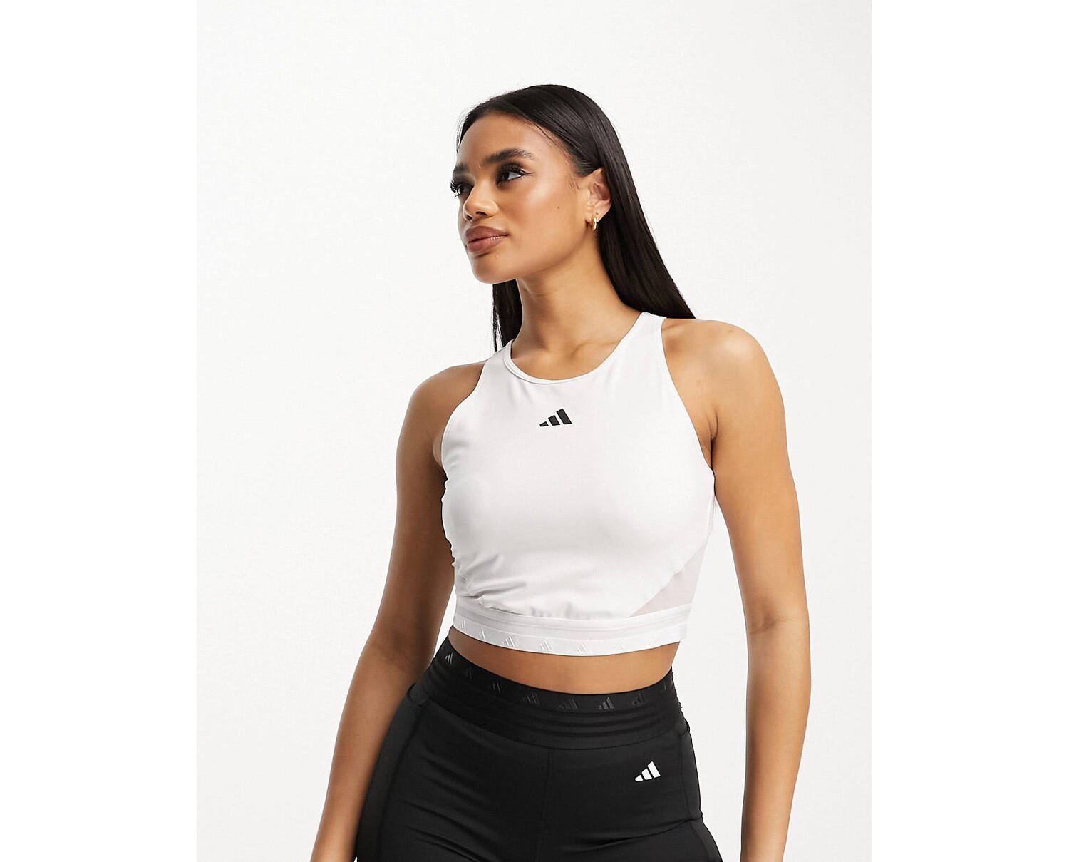 

Белый укороченный топ с 3 полосками adidas Training Hyperglam adidas performance