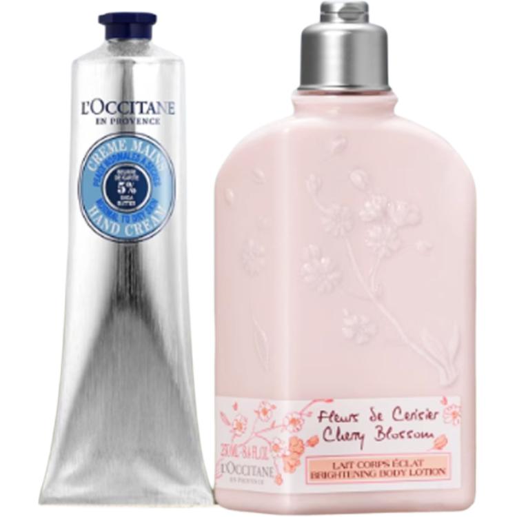 

Увлажняющий крем для рук Sweet Cherry Blossom с ароматической функцией, успокаивающий кожу и повышающий эластичность LOCCITANE, Two-Piece Set: Shea Lightweight Hand Cream 75ml+Body Lotion 250ml