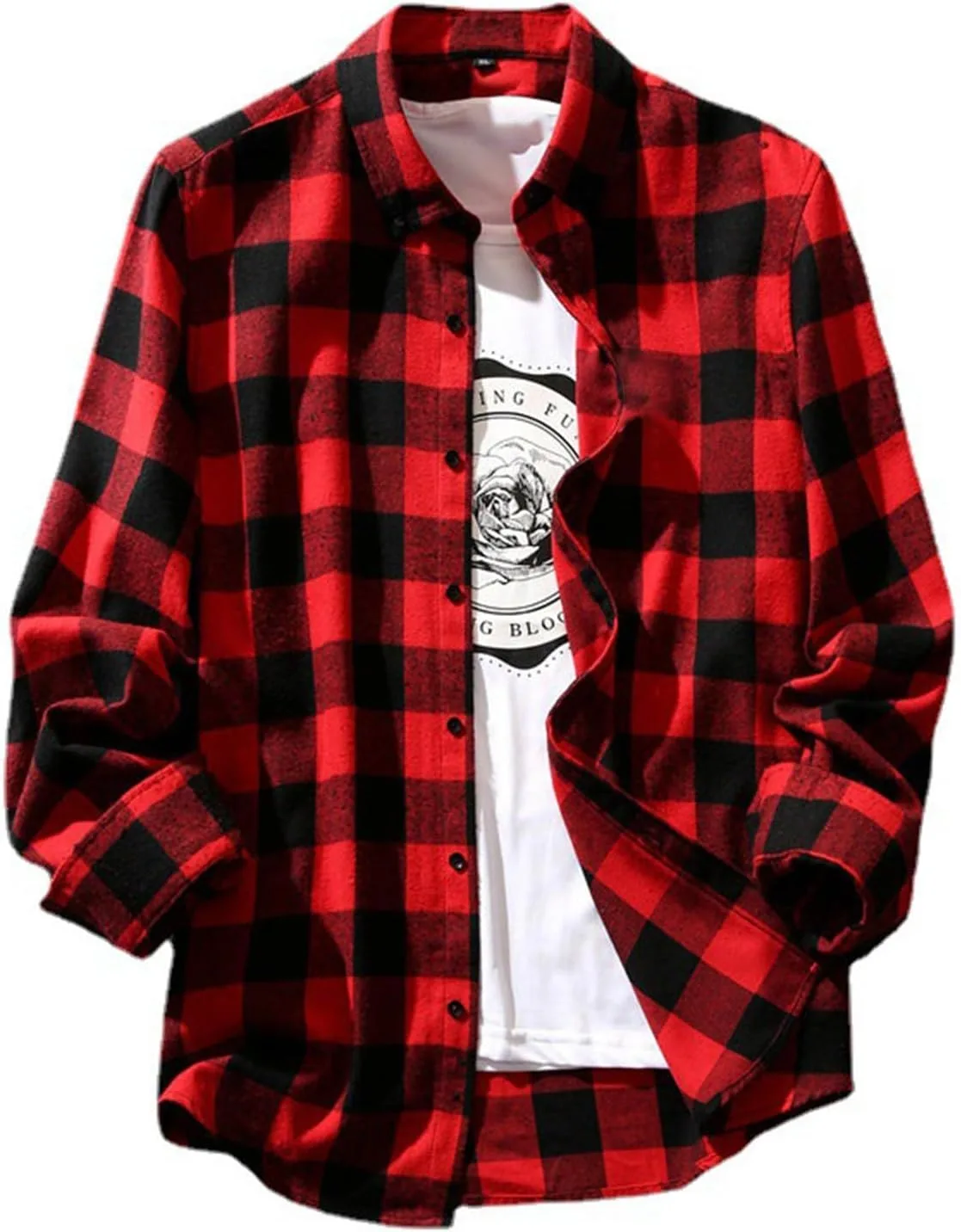 

Мужская фланелевая рубашка с длинными рукавами, Casual, Soft, Button Down, с карманами