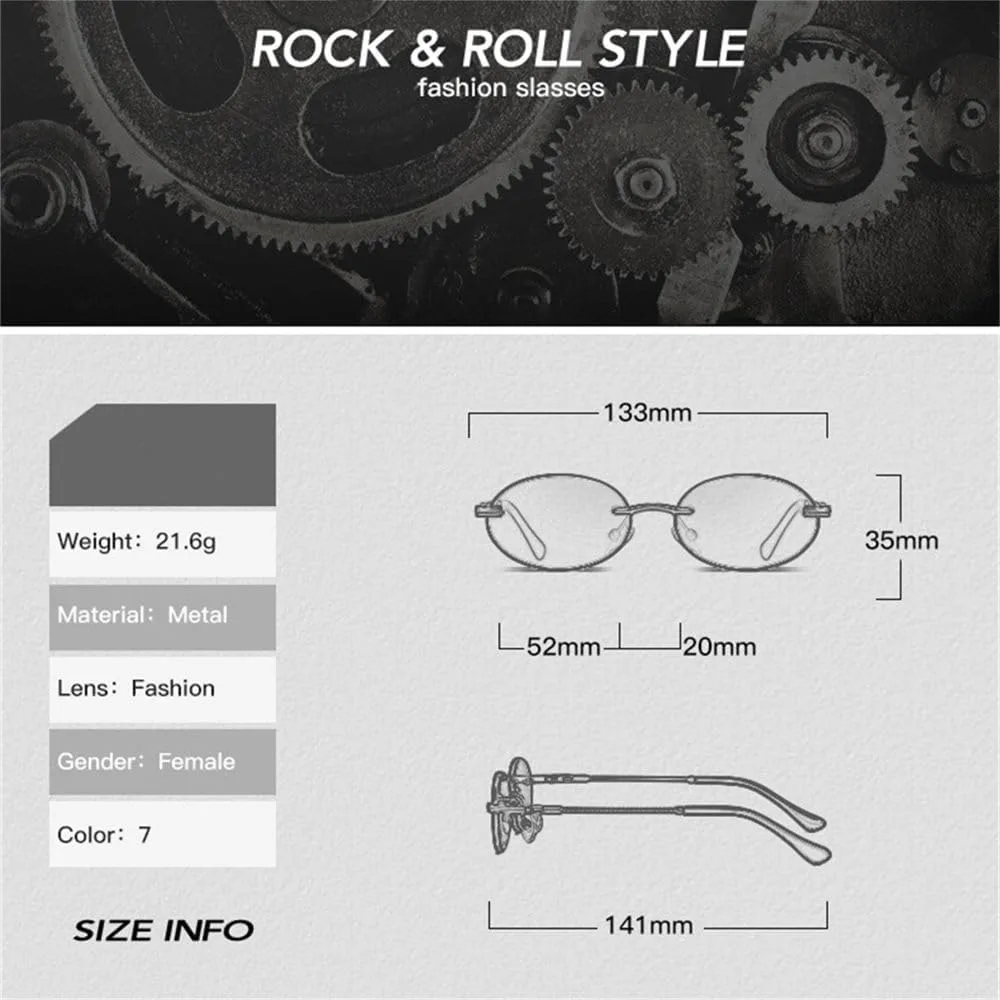 

Модные овальные солнцезащитные очки, маленькие без оправы, для женщин и мужчин, металлические солнцезащитные очки с защитой от УФ-излучения UV400 PRSTNN, C5