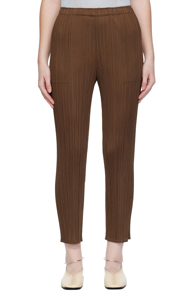 

Новые яркие базовые брюки 4 Pleats Please Issey Miyake, коричневый