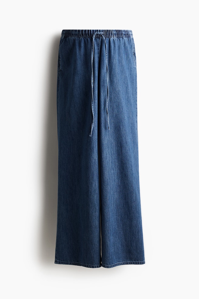 

Джинсовые брюки Mom с завязками на шнурке H&M, синий
