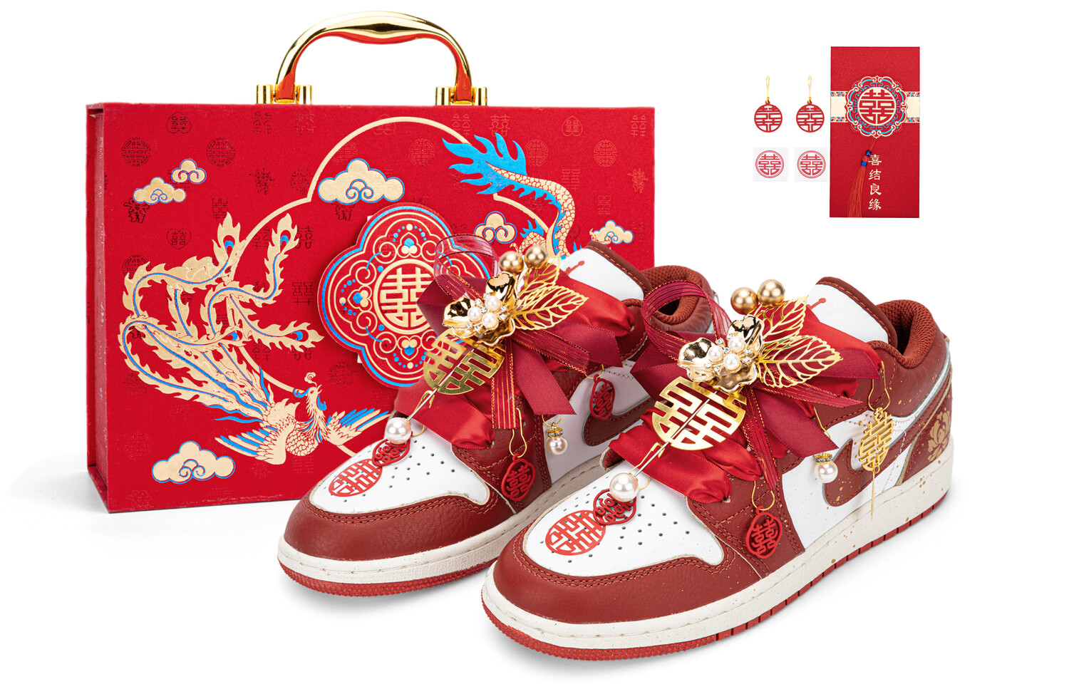 

Кроссовки Air Jordan 1 Vintage Basketball Shoes Women's Low-top, красный