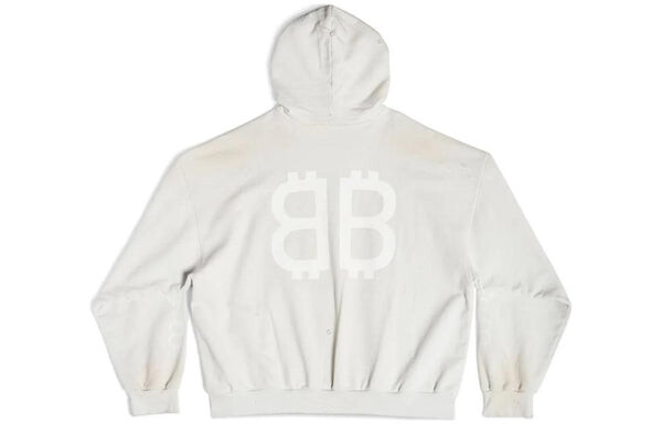 Толстовка crypto hoodie medium fit 'off white' Balenciaga, белый — фото 2