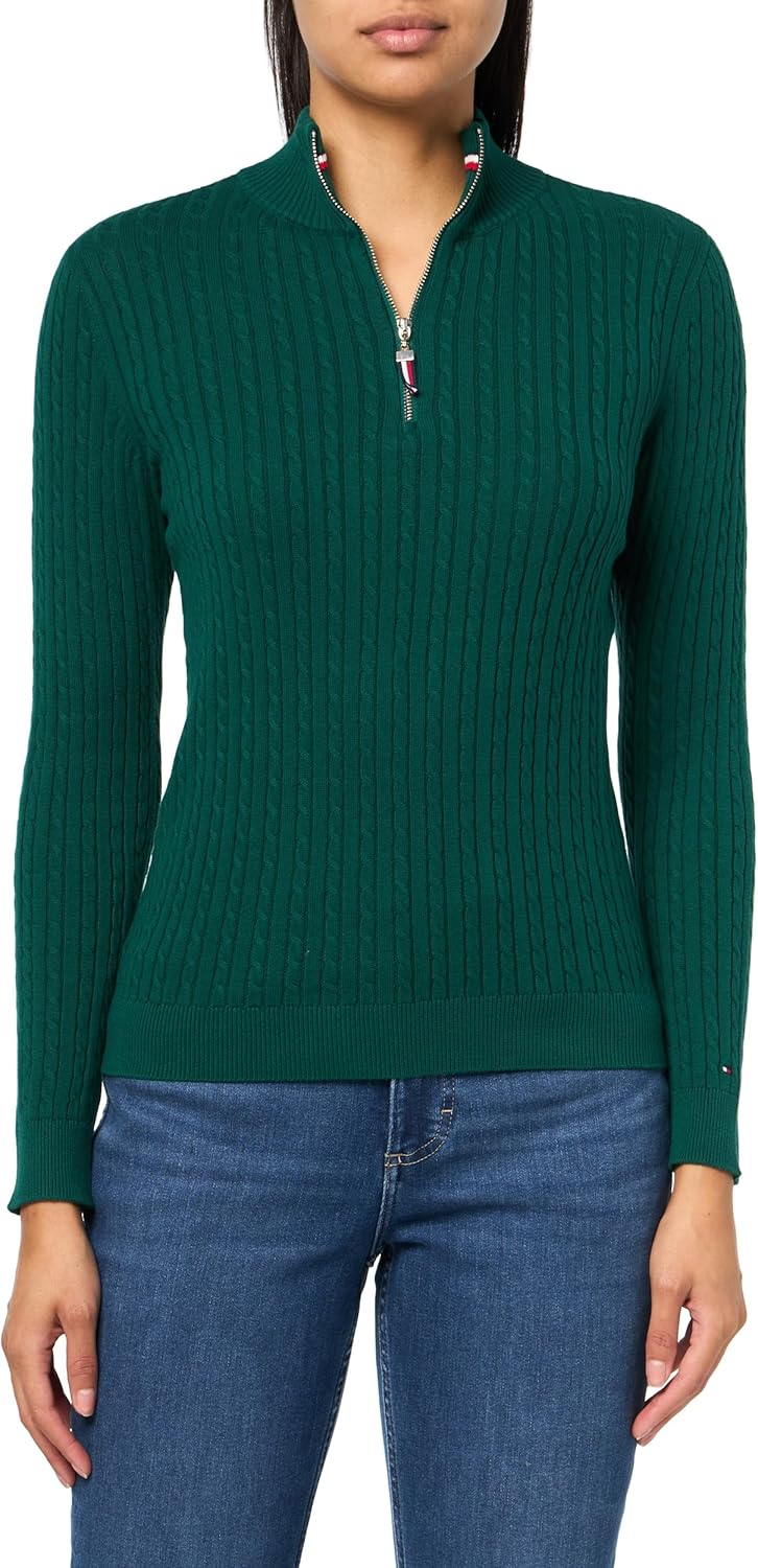 

Женский свитер Tommy Hilfiger с застежкой-молнией 1/4 и воротником-стойкой, Forest