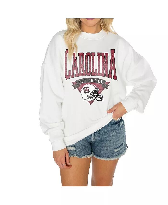 

Женская белая флисовая толстовка-пуловер с заниженными плечами South Carolina Gamecocks Good Vibes Premium Gameday Couture