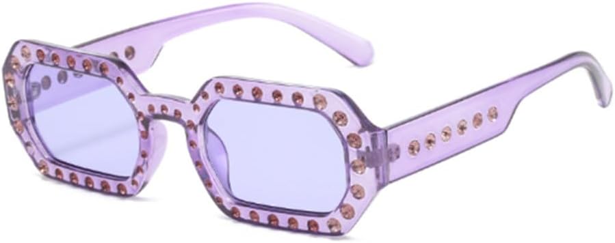 

Маленькие восьмиугольные солнцезащитные очки с кристаллами для женщин и мужчин, винтажные солнцезащитные очки со стразами, женские солнцезащитные очки UV400 HDUBFY, C3 Purple Crystal