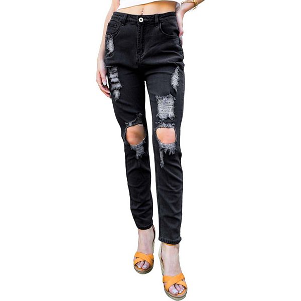 

Женские джинсы скинни с потертостями Anna-Kaci, Black