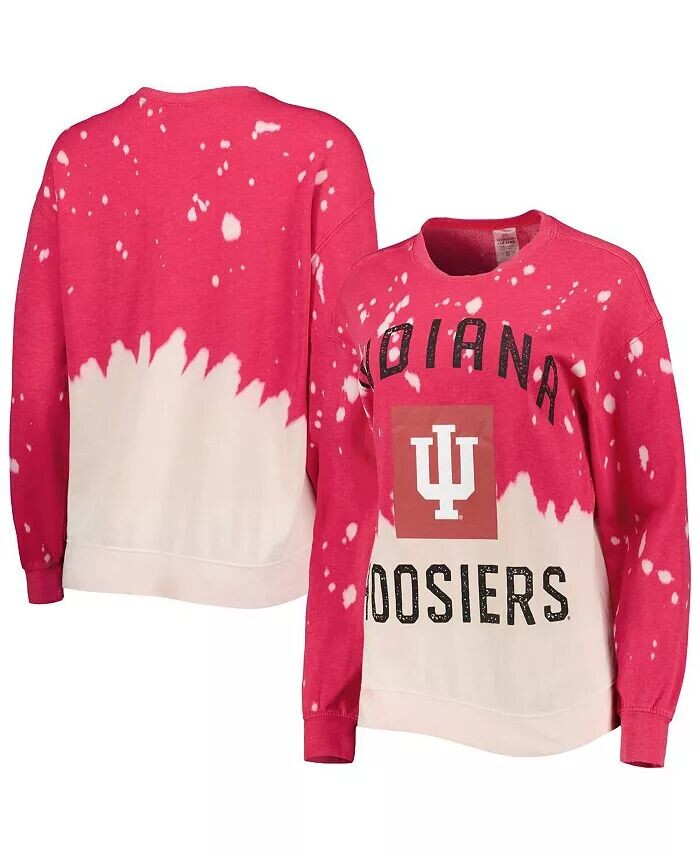 

Женский свитер Crimson Indiana Hoosiers Twice As Nice с выцветшим пуловером, окрашенным в технике дип-дай Gameday Couture
