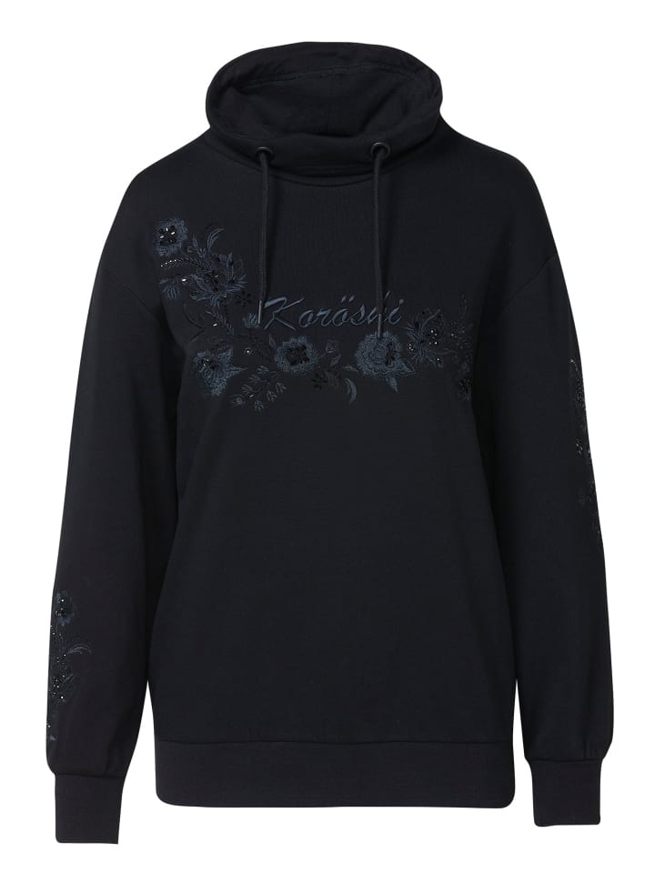 

Женский свитер с воротником-стойкой и вышивкой в ЧЕРНОМ цвете KOROSHI