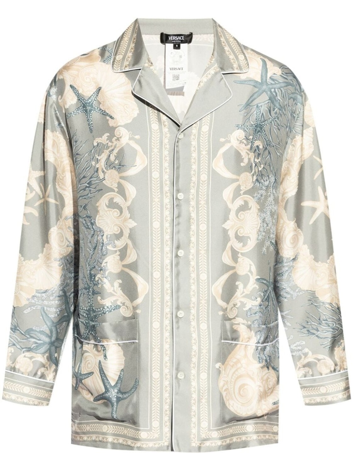 

Versace шелковая рубашка Barocco Sea, синий