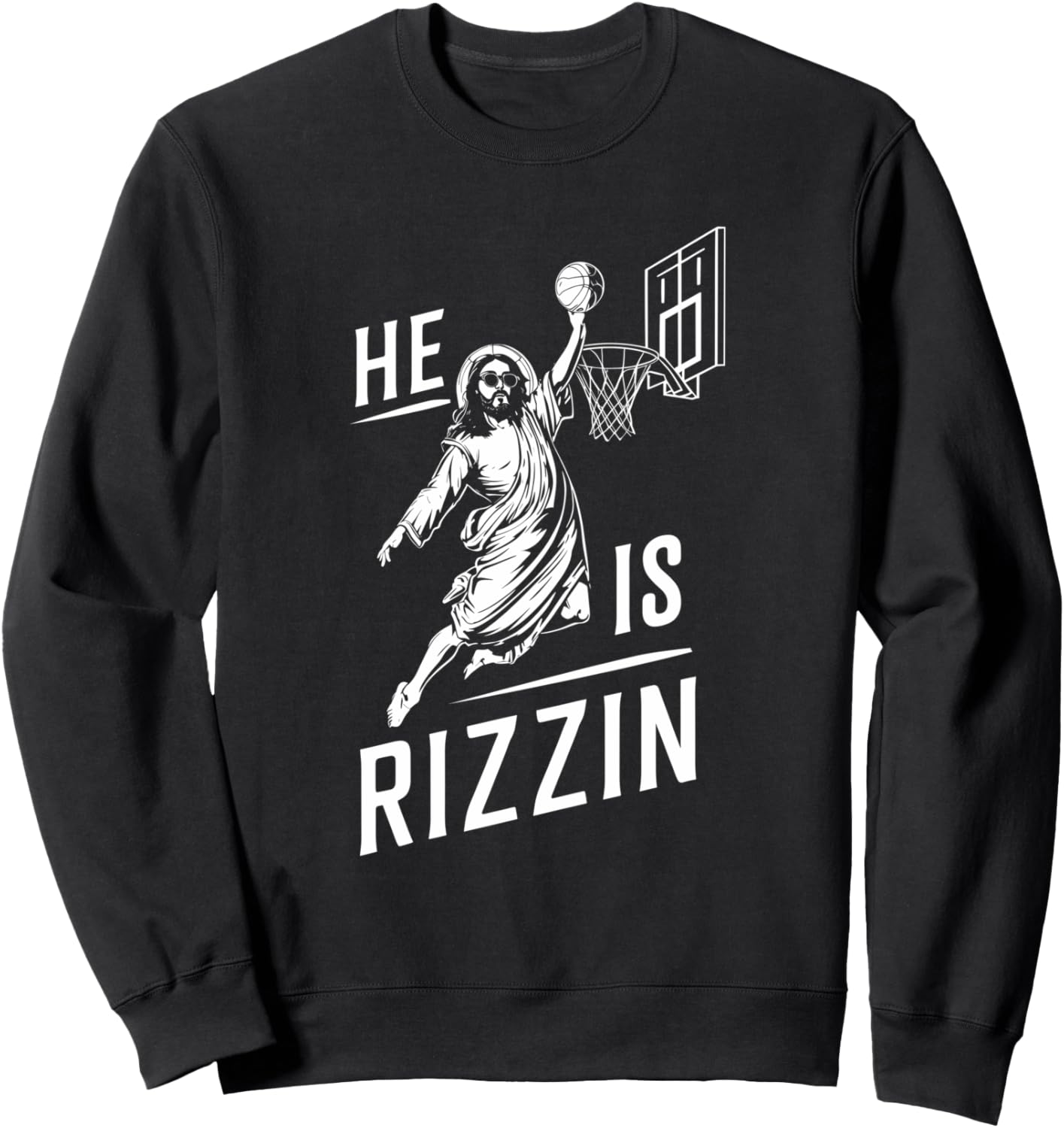 

Слэм-данк в баскетболе. Мем про Иисуса. Он воскрес. Толстовка с надписью «Rizzin Jesus» Rizzler Basketball Team Funny Retro Jesus Designs, черный