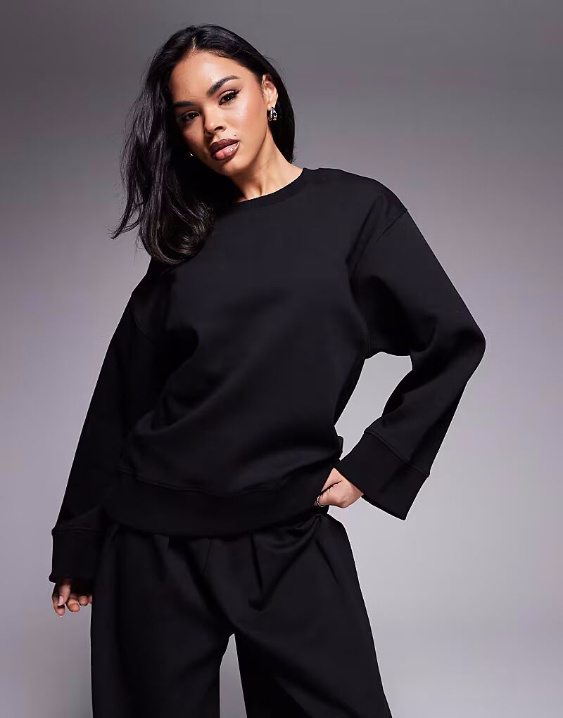 

Топ свободного кроя с круглым вырезом ASOS DESIGN черного цвета