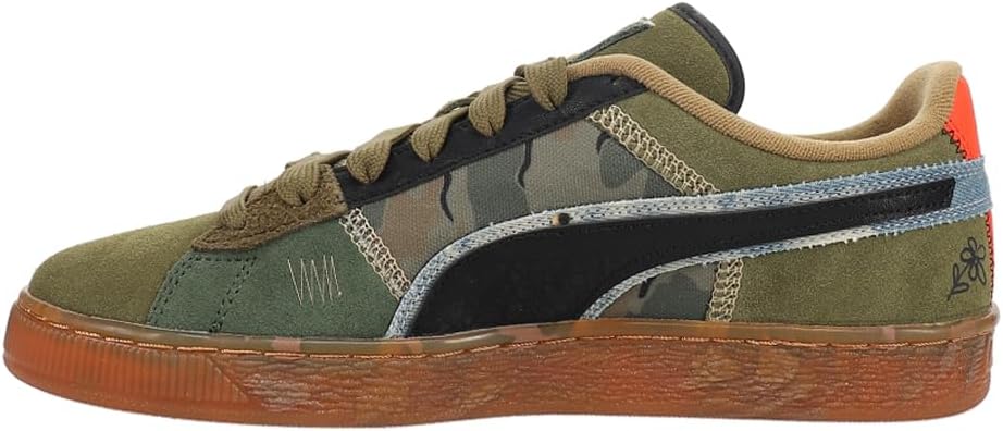 Кроссовки PUMA мужские замшевые Peace and Love Flagship с камуфляжным принтом и шнуровкой, повседневные - зеленые — фото 3