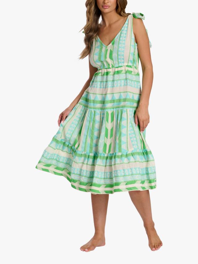 

Жаккардовое платье миди с завязками на плечах South Beach, цвет Light Green