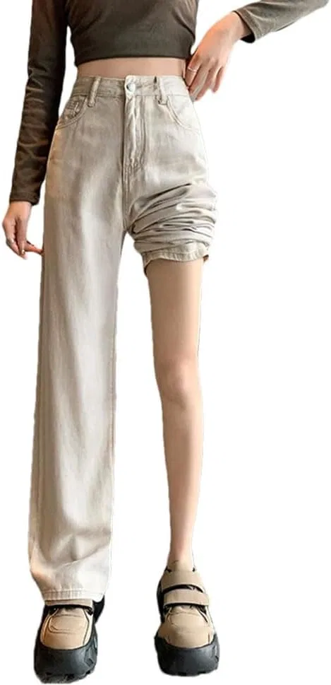 Джинсы прямые свободные, абрикосовый