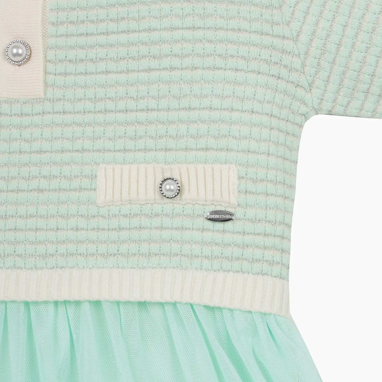 Детское твидовое вязаное платье с сетчатой юбкой от Benetton Kids — фото 3