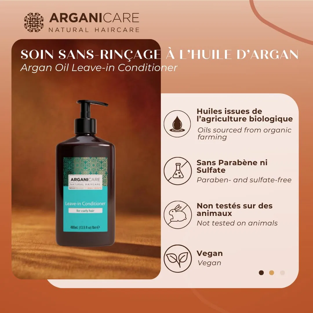 Несмываемый кондиционер для волос «Aloe Vera Moisture & Care Shine & Combability» от Arganicare, 400 мл Arganicare, For Curly Hair - 400Ml — фото 2