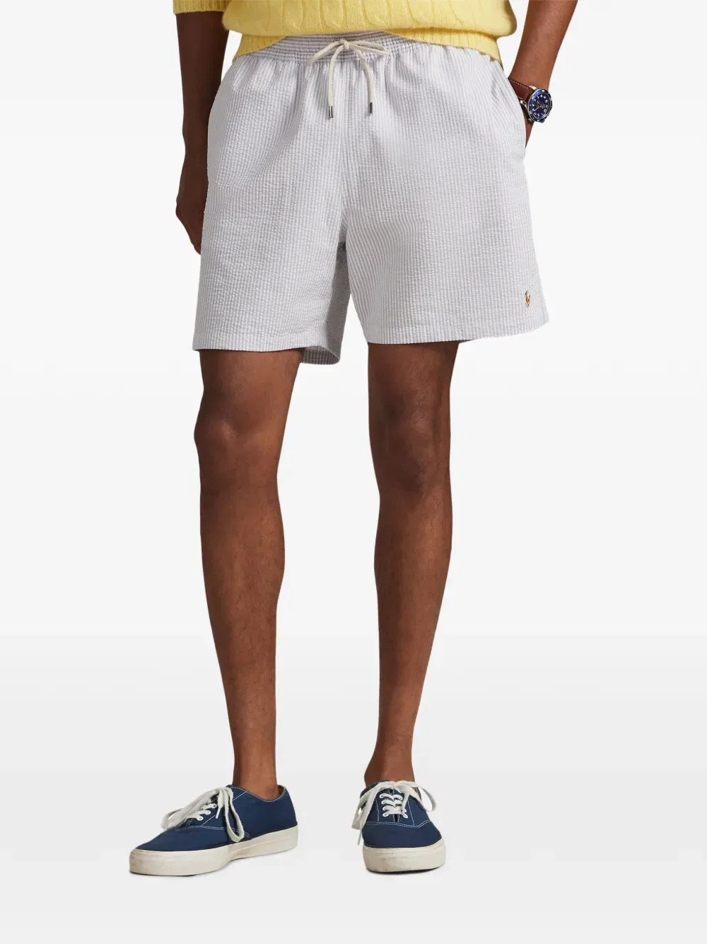 Плавки-шорты из жатой ткани с завязками Polo Ralph Lauren, белый — фото 3
