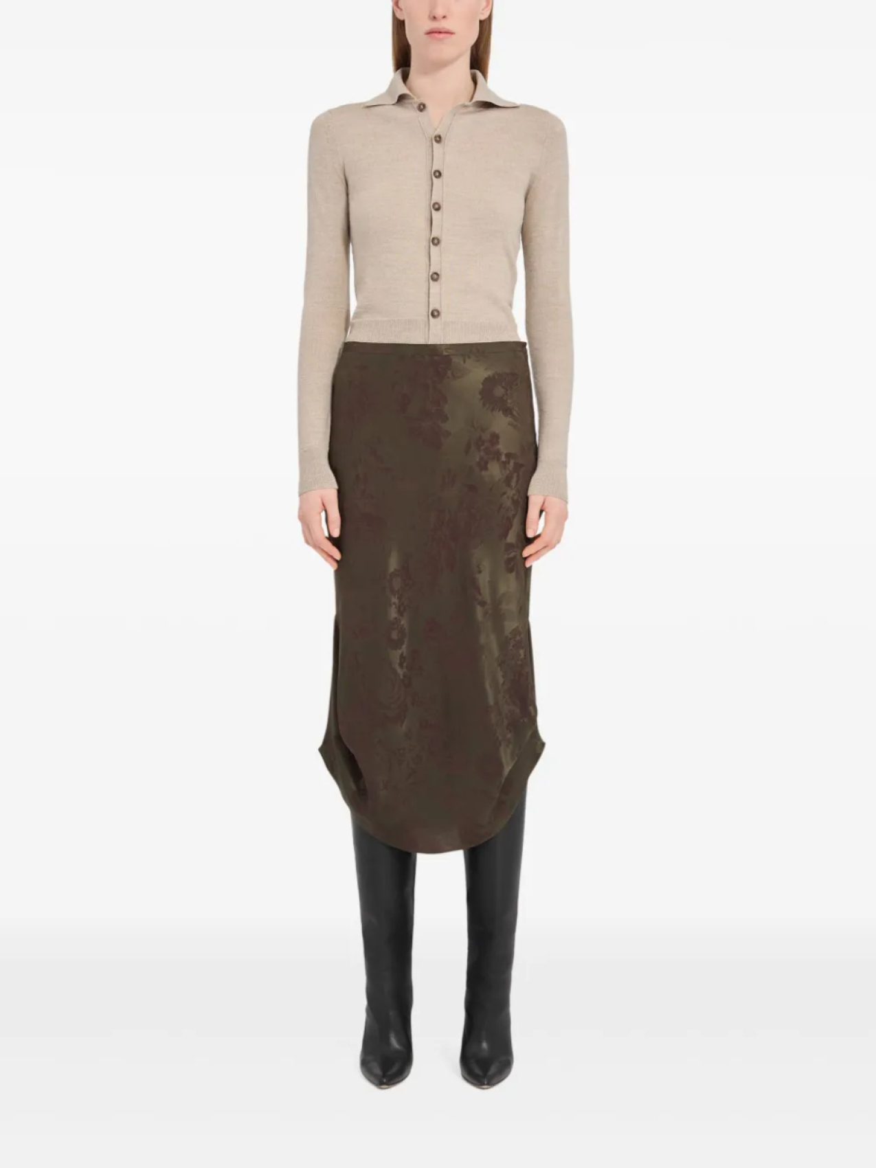 

Юбка миди из жаккарда MM6 Maison Margiela, коричневый