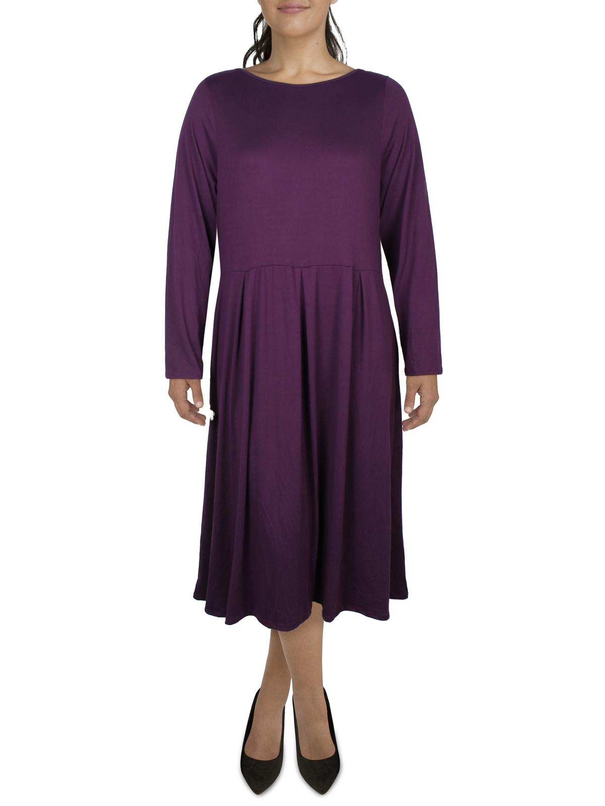 

Женское плиссированное офисное платье миди 24seven Comfort Apparel, фиолетовый