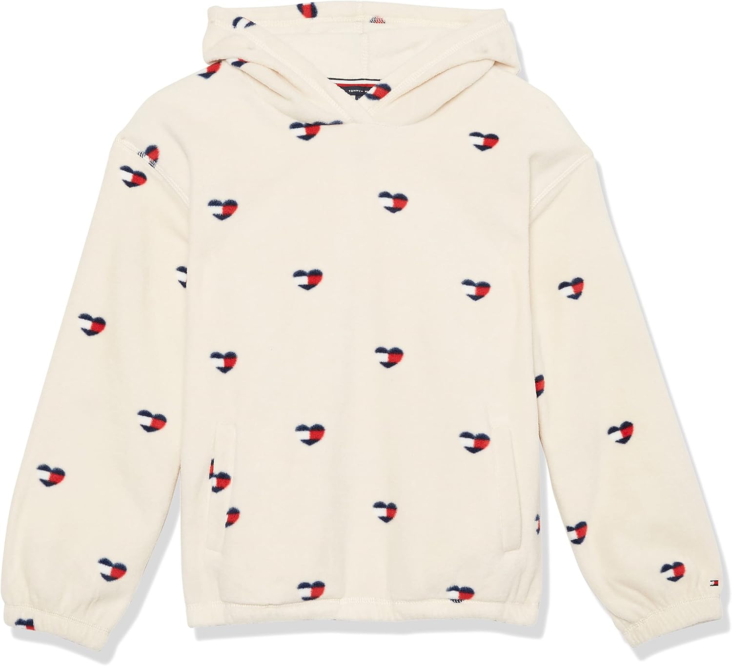 

Толстовка Tommy Hilfiger с длинными рукавами и флисовой толстовкой для девочек, мягкий и свободный стиль, Seed Pearl Flag