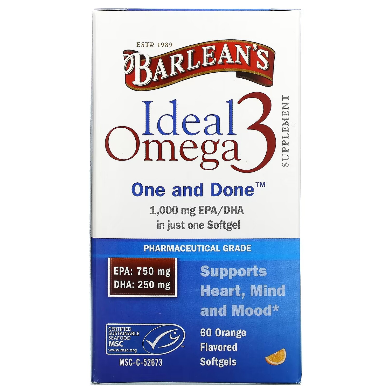 

Омега-3 BarLean's Ideal с апельсином, 60 мягких таблеток