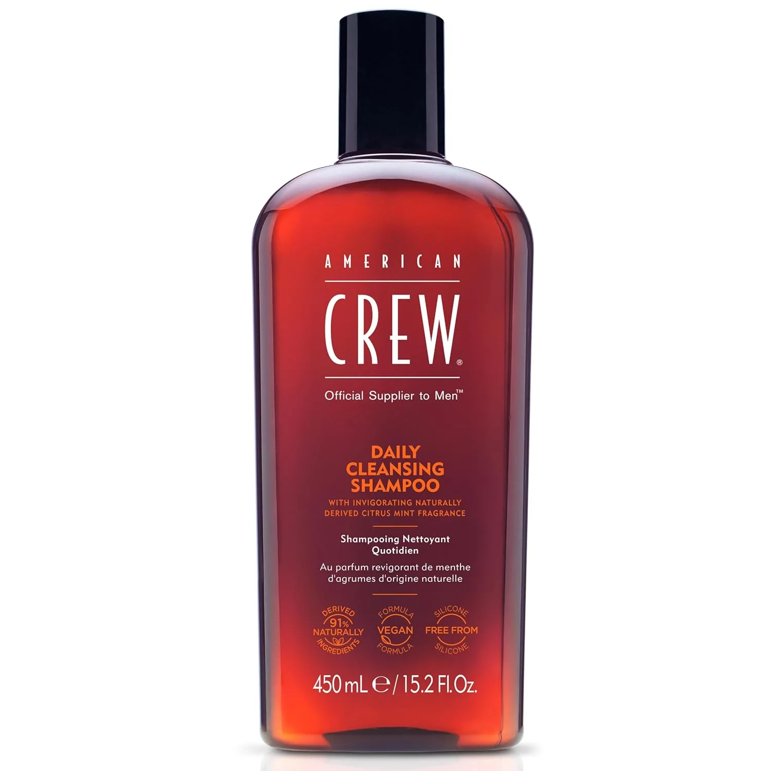 Мужской шампунь American Crew, для ежедневного очищения, на натуральной основе, веганская формула, аромат цитрусовой мяты, 443 мл. 450 мл (1 шт.)