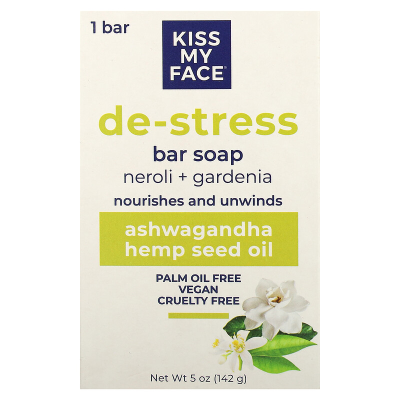 

Kiss My Face, De-Stress, кусковое мыло, нероли и гардения, 142 г (5 унций)