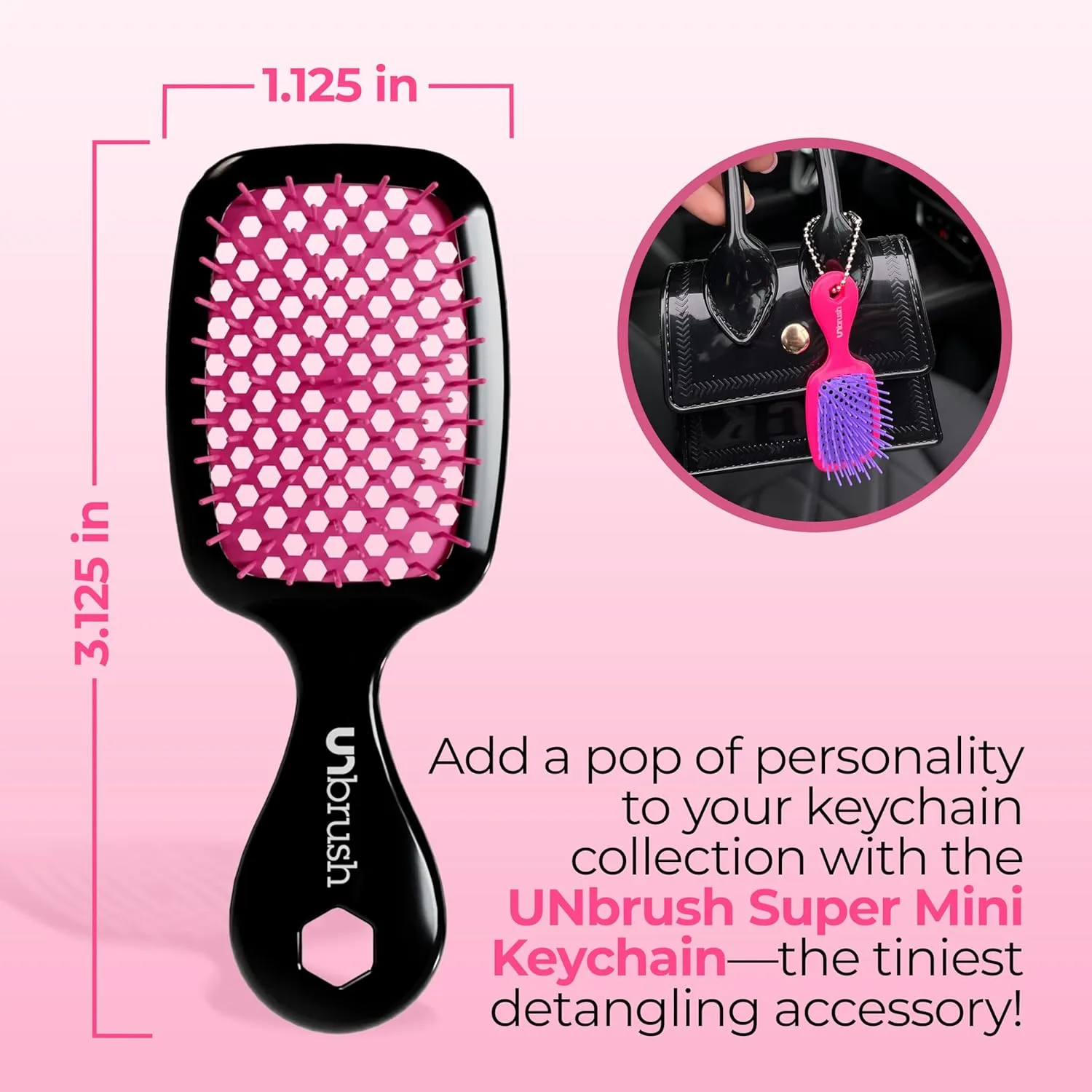 Брелок-расческа FHI Heat UNbrush Super Mini - коллекционный миниатюрный аксессуар для сумок и ключей - для любительниц красоты., Cherry Blossom — фото 4