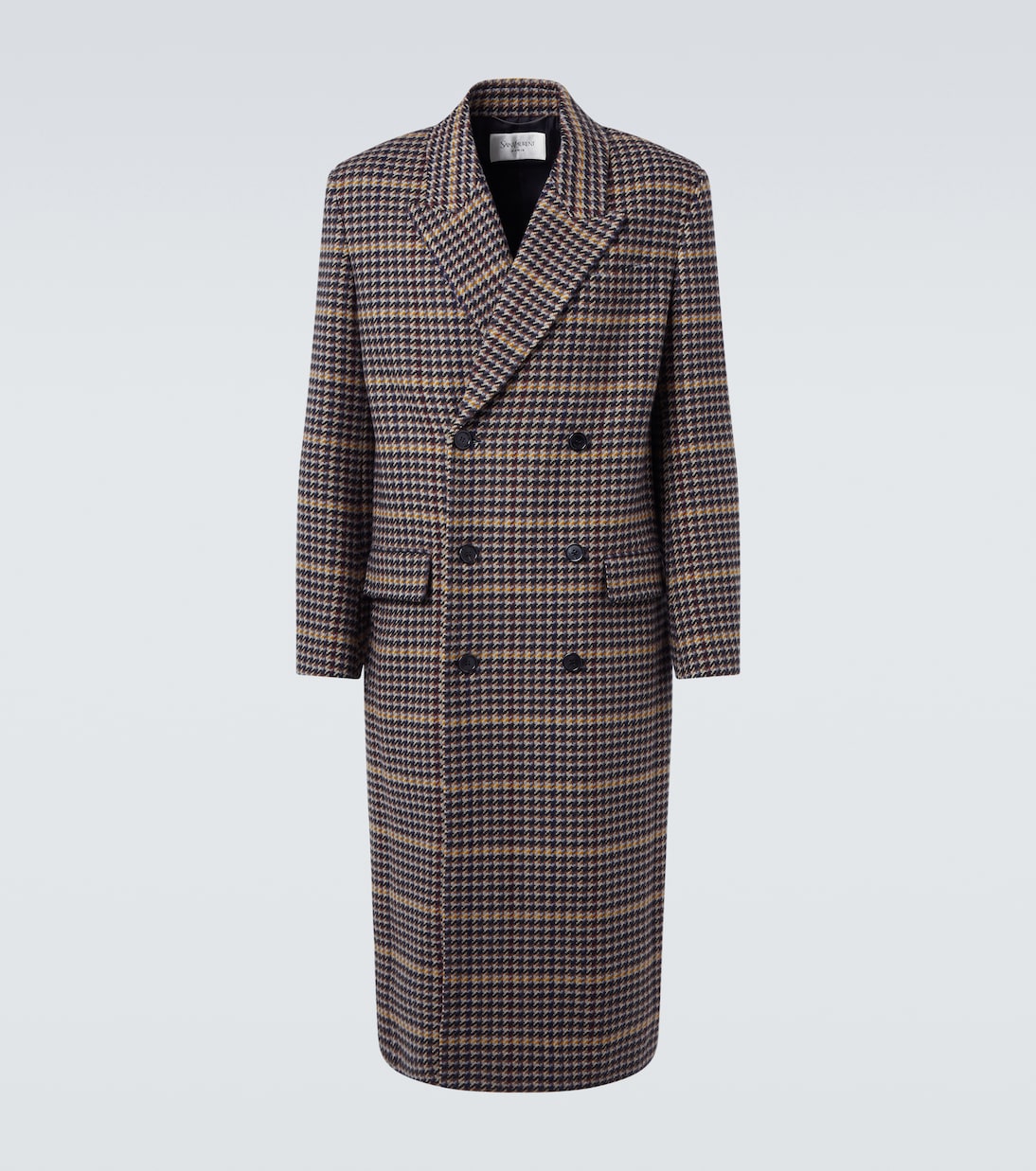 

Двубортное шерстяное пальто в гусиную лапку Saint Laurent, Multicolore