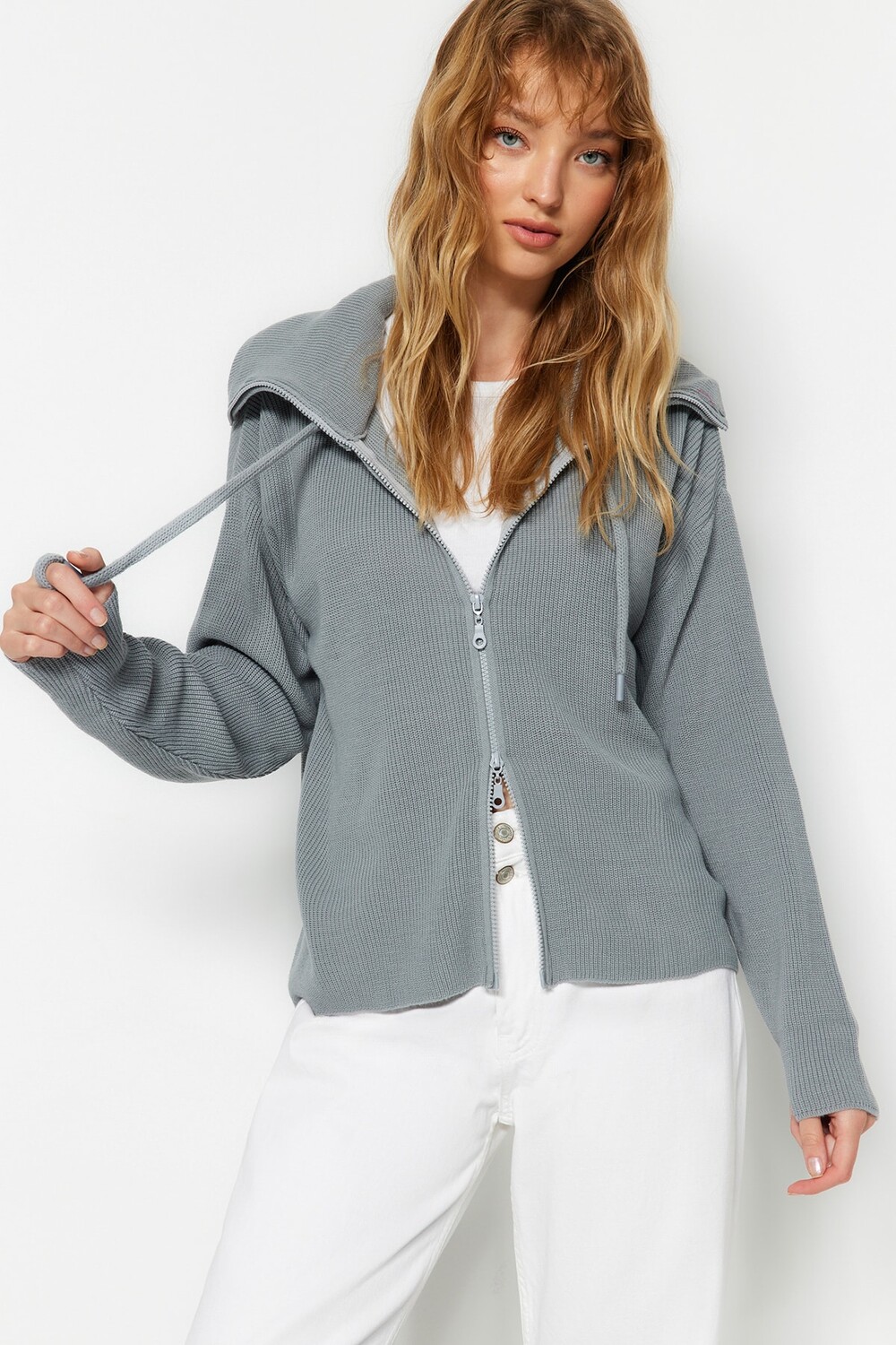 

Кардиган - Серый - Oversize Trendyol, серый