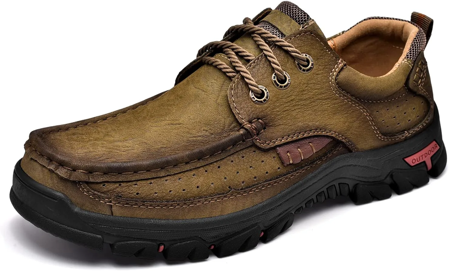 

Мужские слипоны с шнурками, повседневные лоферы, классические уличные кожаные туфли для прогулок и походов, удобные для работы, офиса и повседневной носки MOSTELO, хаки